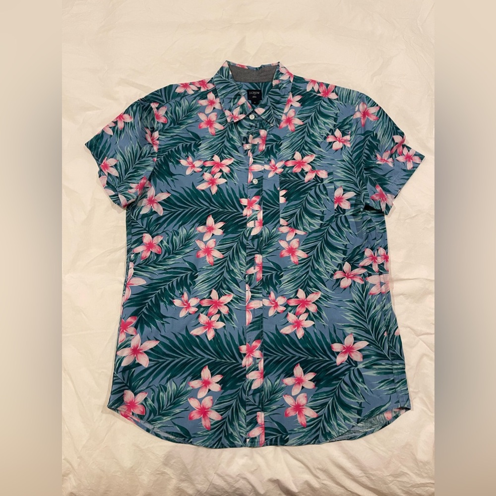 JCrew Floral Print Short Sleeve Button Down